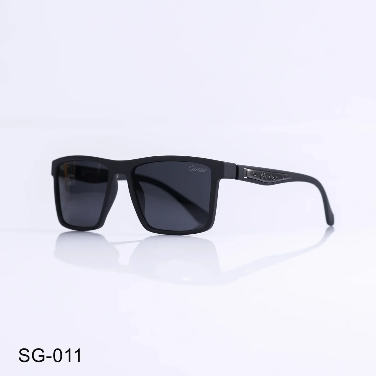 SG-011 - Classic Matte Black Frame Rectangle Sunglasses
