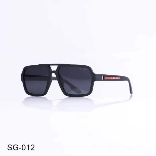 SG-012 - Sporty Designer Look Oversized Black Rectangle Sunglasses