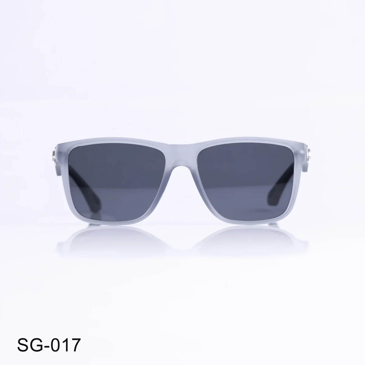 SG-017 - Bold Rectangle Sunglasses Gray Frame with Stylish Metal Detailing