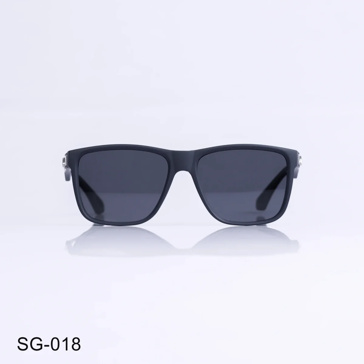 SG-018 - Bold Rectangle Sunglasses Matte Blue Frame with Stylish Metal Detailing