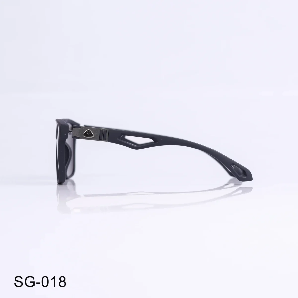 SG-018 - Bold Rectangle Sunglasses Matte Blue Frame with Stylish Metal Detailing