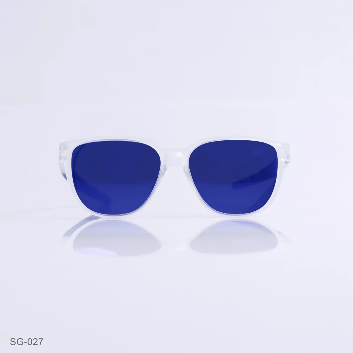 SG-027 - Stylish Clear Frame Wayfarer Sunglasses with Blue Temples