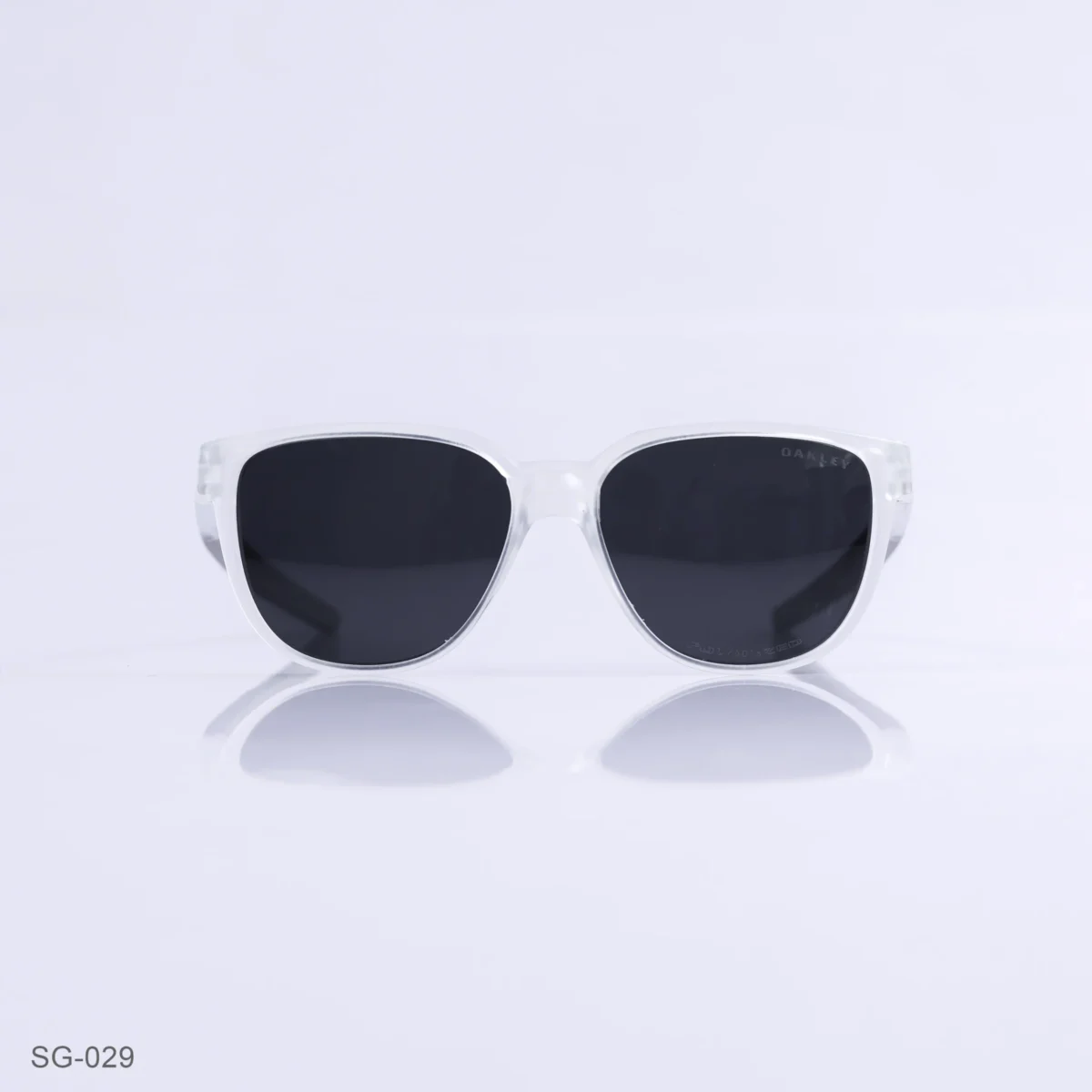 SG-029 - Stylish Transparent White Frame Wayfarer Sunglasses with Gray Temples