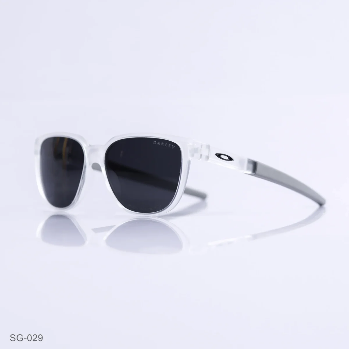 SG-029 - Stylish Transparent White Frame Wayfarer Sunglasses with Gray Temples