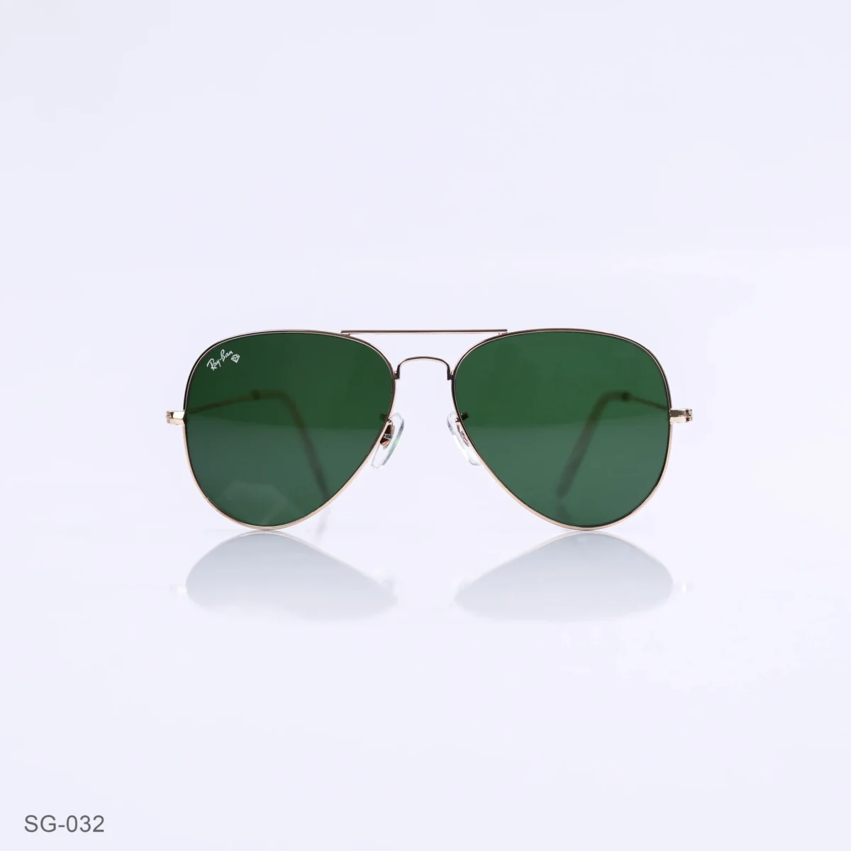 SG-032 - Timeless Golden Metal Frame Green Lens Aviator Sunglasses