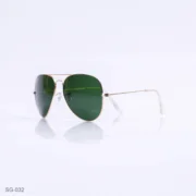 SG-032 - Timeless Golden Metal Frame Green Lens Aviator Sunglasses