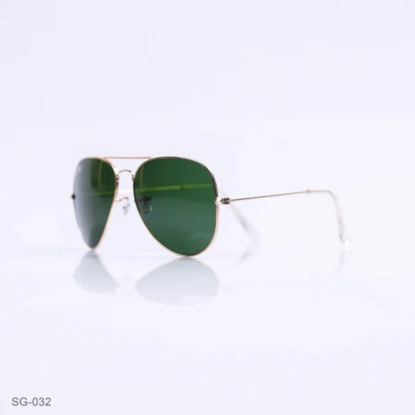 SG-032 - Timeless Golden Metal Frame Green Lens Aviator Sunglasses