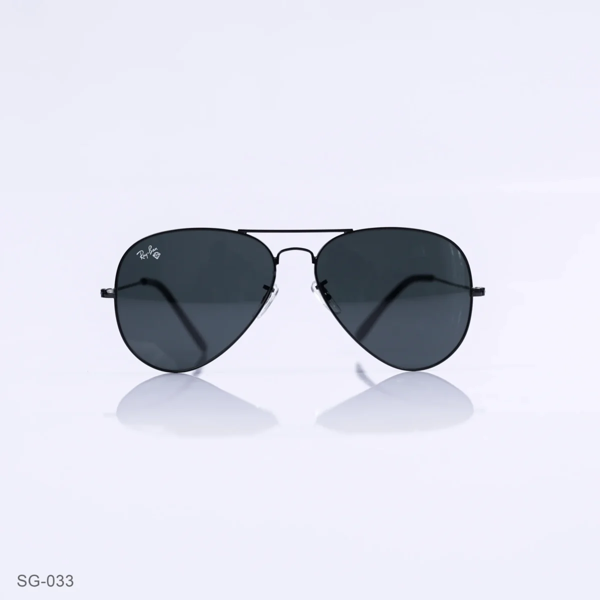 SG-033 - Timeless Black Metal Frame Black Lens Aviator Sunglasses