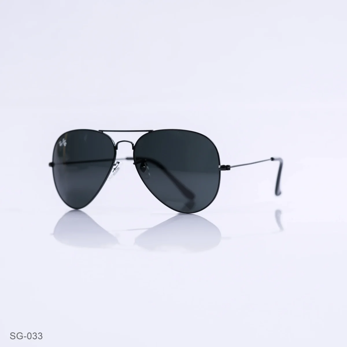 SG-033 - Timeless Black Metal Frame Black Lens Aviator Sunglasses