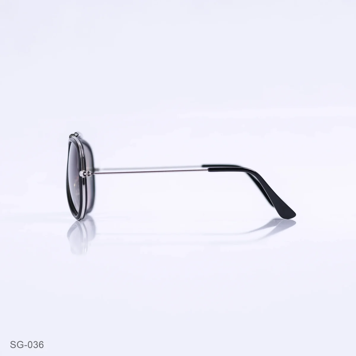 SG-036 - Classic Black & Silver Metal Frame Gradient Brown Lens Double Bridge Aviator Sunglasses
