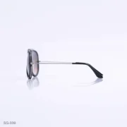 SG-039 - Classic Black & Silver Metal Frame Gradient Brown Lens Double Bridge Aviator Sunglasses