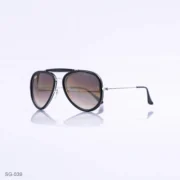 SG-039 - Classic Black & Silver Metal Frame Gradient Brown Lens Double Bridge Aviator Sunglasses
