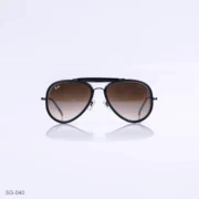 SG-040 - Classic Black Metal Frame Gradient Brown Lens Double Bridge Aviator Sunglasses