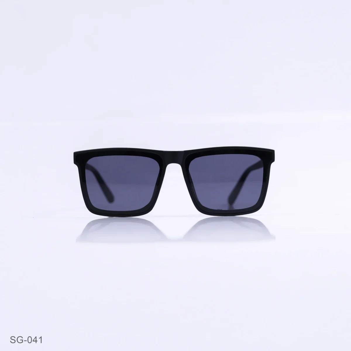 SG-041 - Minimalist Sleek Black Retro Square Sunglasses