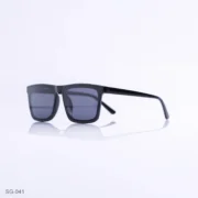 SG-041 - Minimalist Sleek Black Retro Square Sunglasses