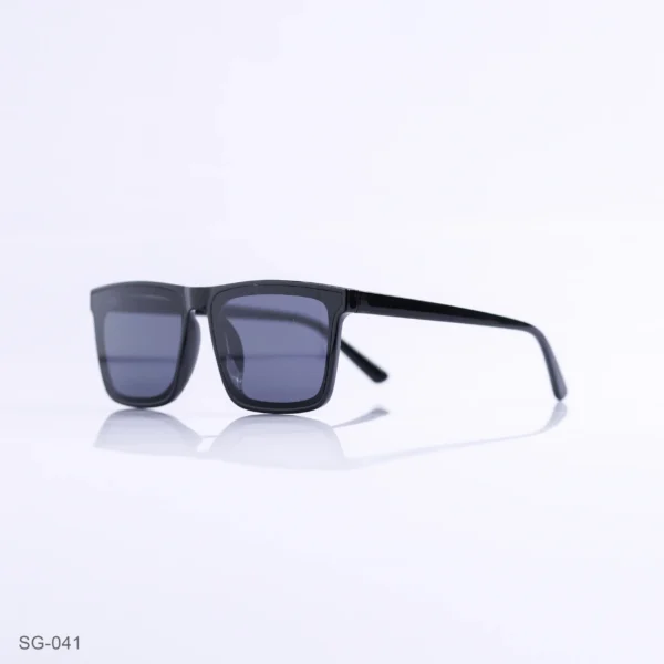 SG-041 - Minimalist Sleek Black Retro Square Sunglasses