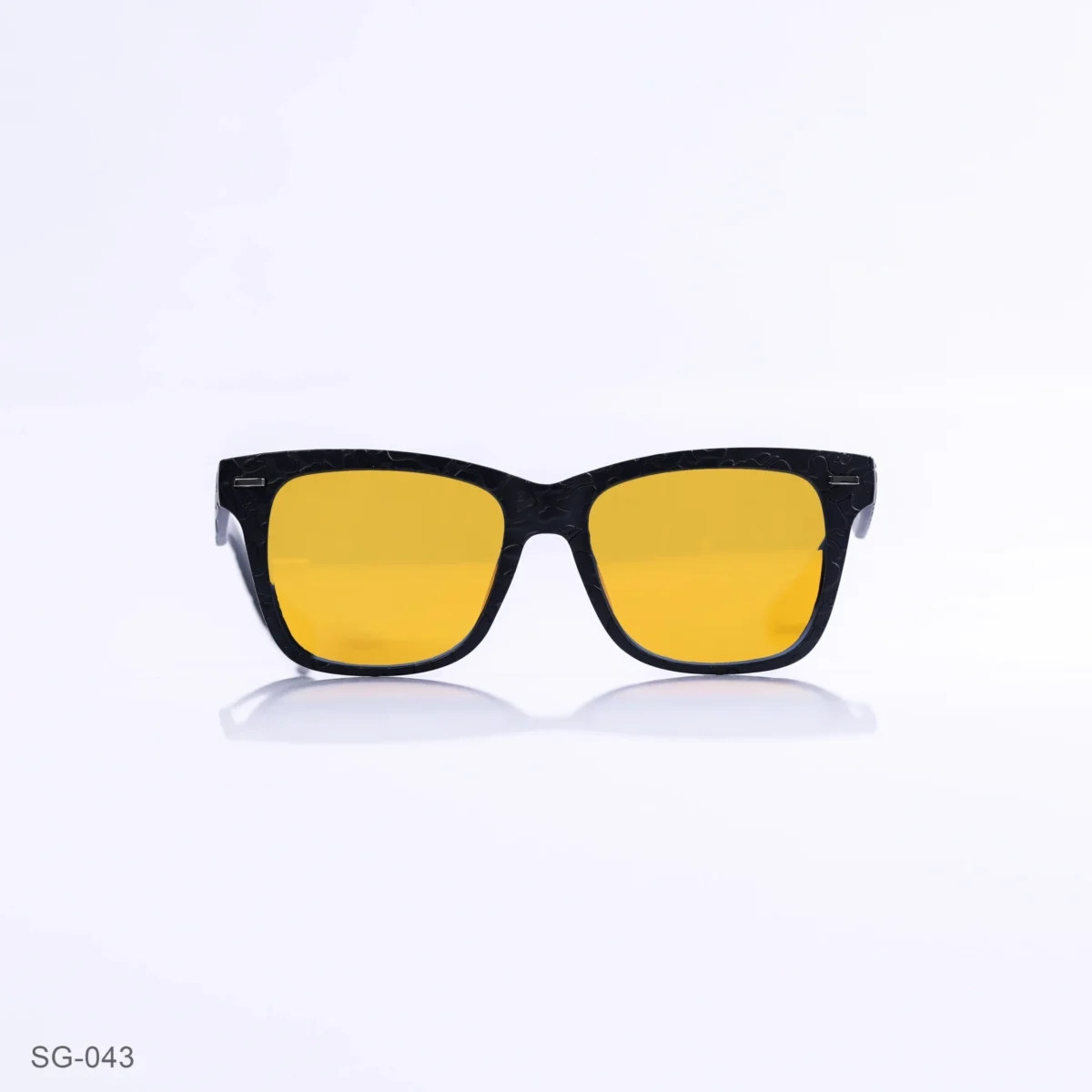 SG-043 - Fashionable Textured Black Frame Neon Yellow Lens Wayfarer Sunglasses