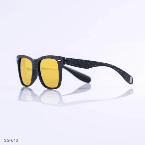 SG-043 - Fashionable Textured Black Frame Neon Yellow Lens Wayfarer Sunglasses
