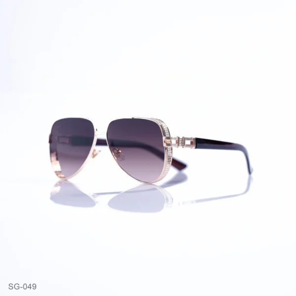 SG-049 - Stylish Modern Brown Lens Premium Classic Gold Frame Aviators