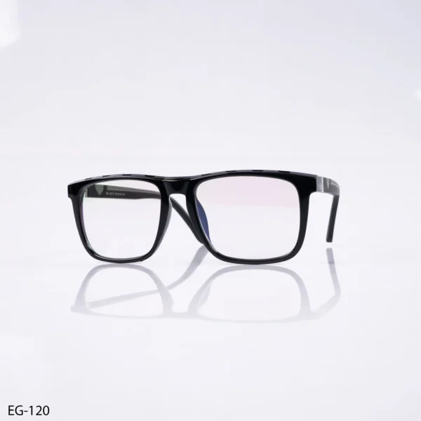 EG-120 – Shiny Black Rectangular Full Rim Eyeglasses
