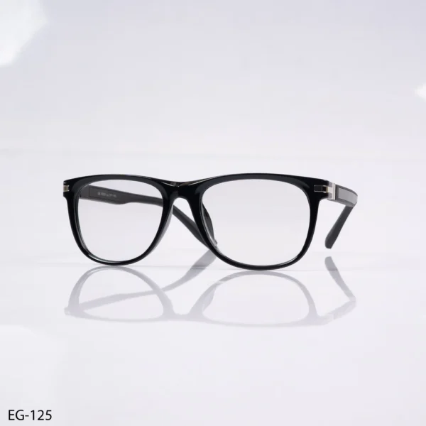 EG-125 – Shiny Black Rectangle Full Rim Eyeglasses