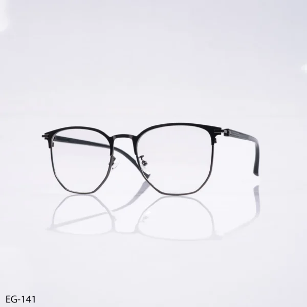 EG-141 – Titanium Black Geometric Full Rim Eyeglasses