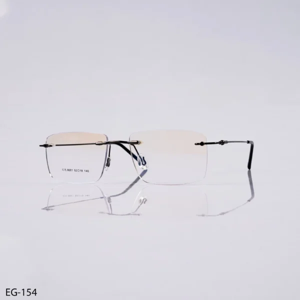 EG-154 – Titanium Black Rimless Rectangular Eyeglasses