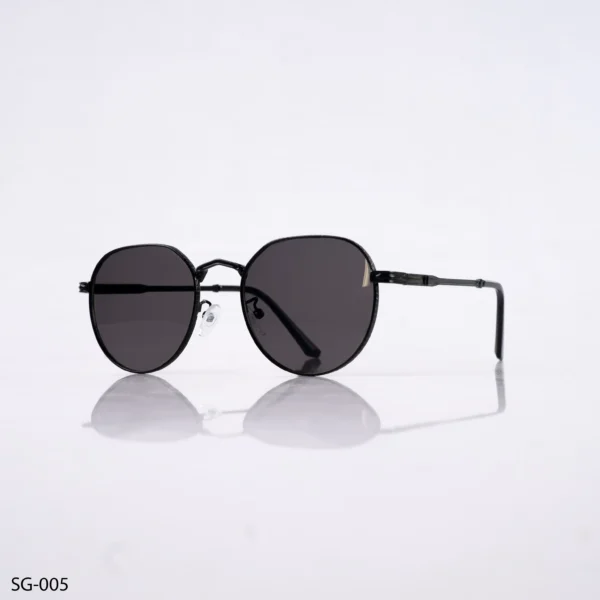 SG-005 - Trendy Black Metal Frame Round Sunglasses