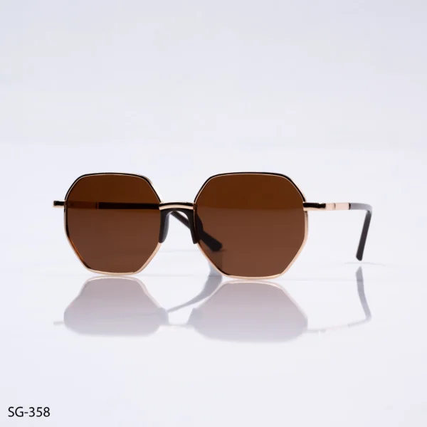 SG-358 – Solid Golden Full Rim Polarized Geometric Sunglasses