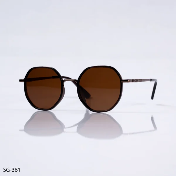 SG-361 – Ultra-Light Brown Polarized Geometric Full Rim Sunglasses