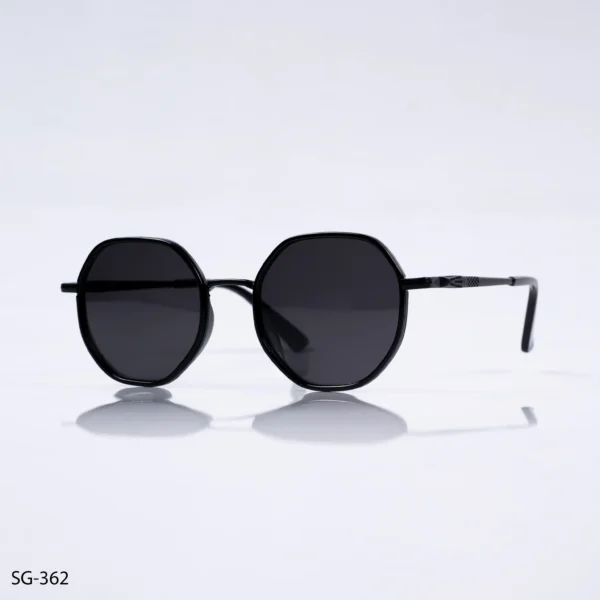 SG-362 – Professional Polarized Full Rim Geometric Black Sunglasses