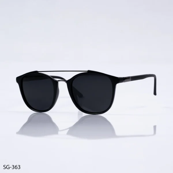 SG-363 – Striking Polarized Double Bridge Black Full Rim Sunglasses