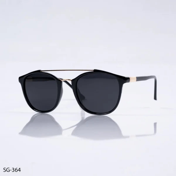 SG-364 – High-Fashion Double Bridge Golden Polarized Full Rim Sunglasses